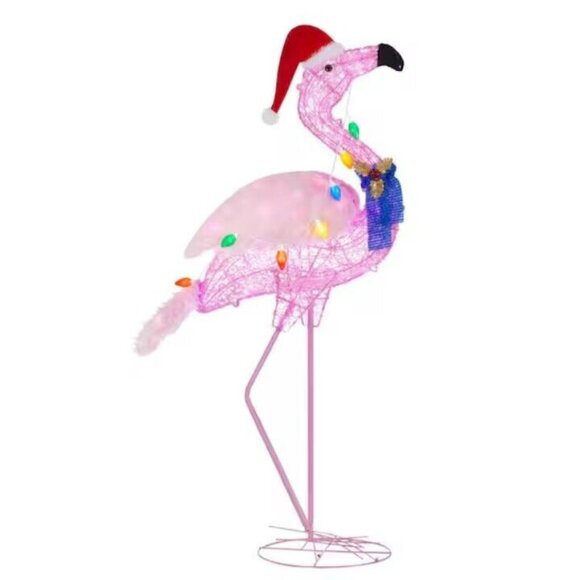 5 ft Flamingo Acrylic LED Christmas Light Yard Sculpture Tropical Beach Sea Life - Picture 10 of 10
